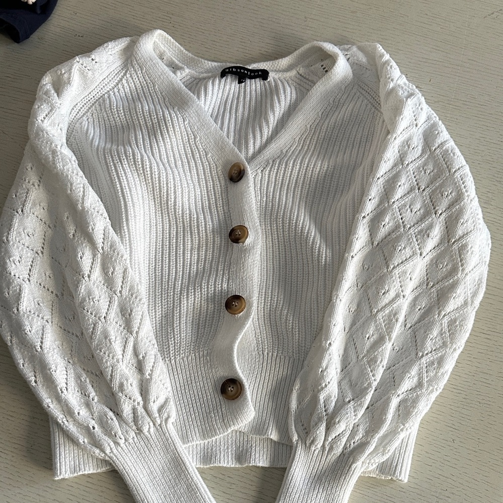 Gibson Cream Button-Up Cardigan